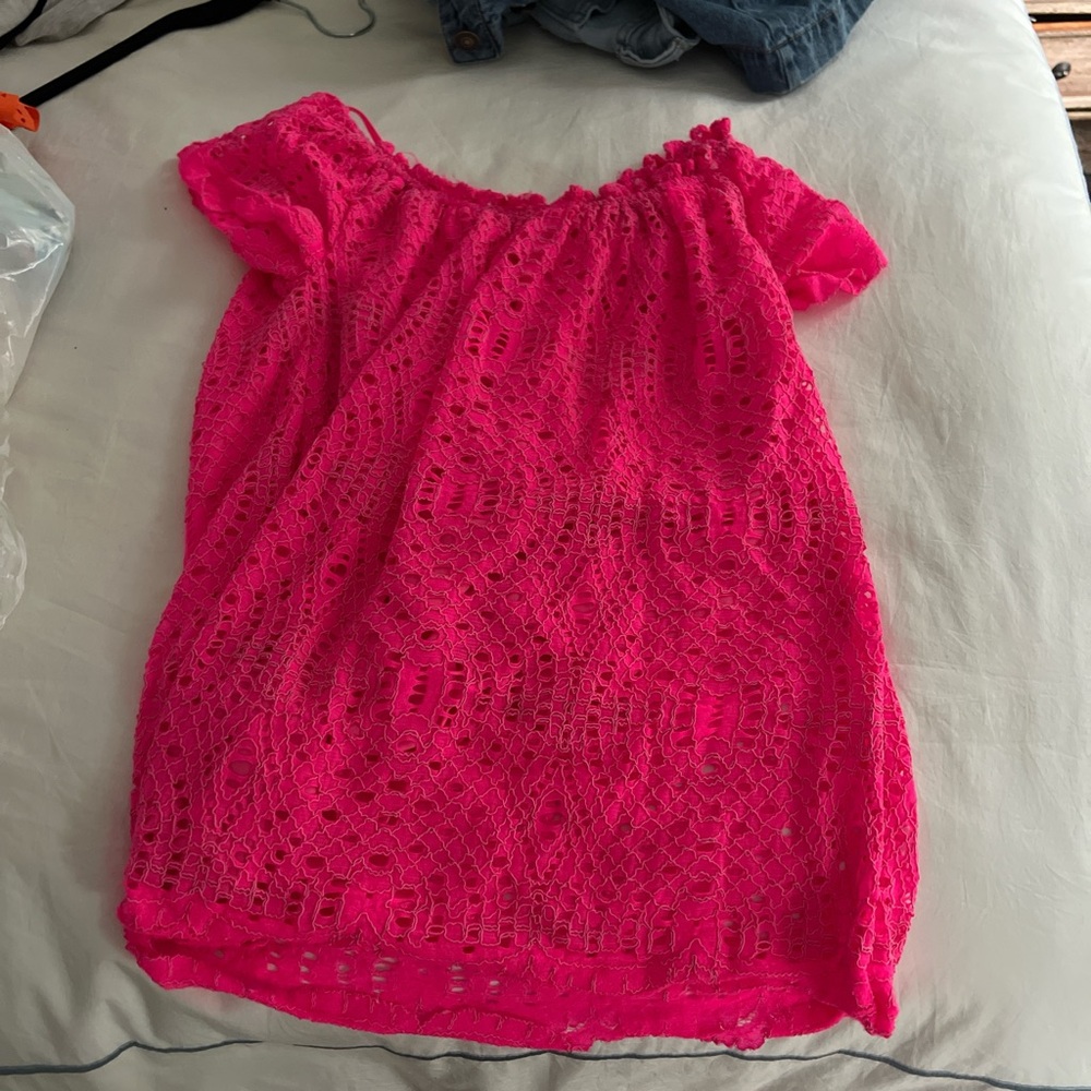 Lilly Pulitzer Hot Pink Ruffle Top